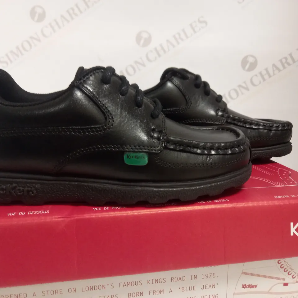 KICKERS FRAGMA LACE UP BLACK YOUTH LEATHER SHOES EU 31