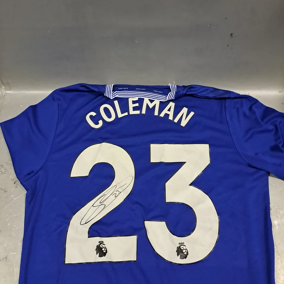 EVERTON FC HOME JERSEY SIGNED FOOTBALL SHIRT - COLEMAN