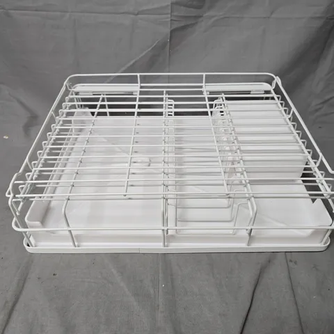 WHITE WIRE DISH RACK WITH PLASTIC DRIP TRAY