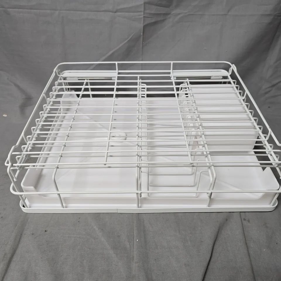 WHITE WIRE DISH RACK WITH PLASTIC DRIP TRAY
