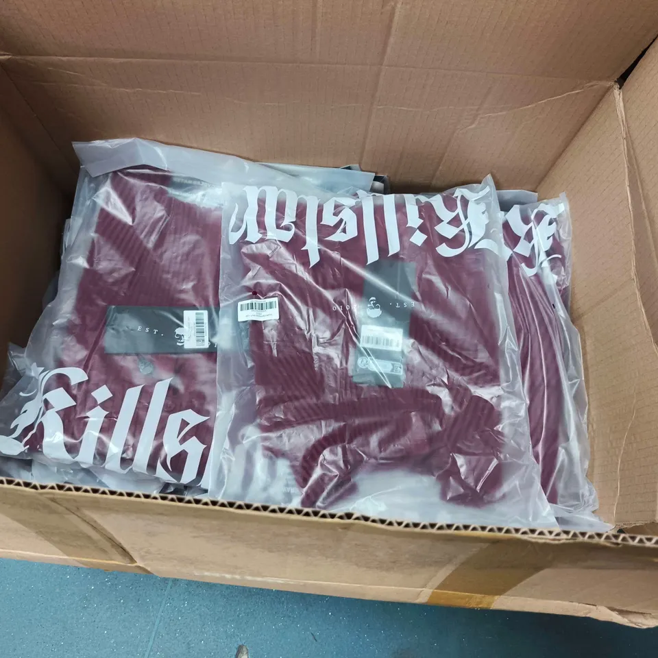 LOT OF APPROXIMATELY 20 BRAND NEW KILLSTAR DUSK EMPRESS KNIT TOPS IN RED - ALL SIZES XS