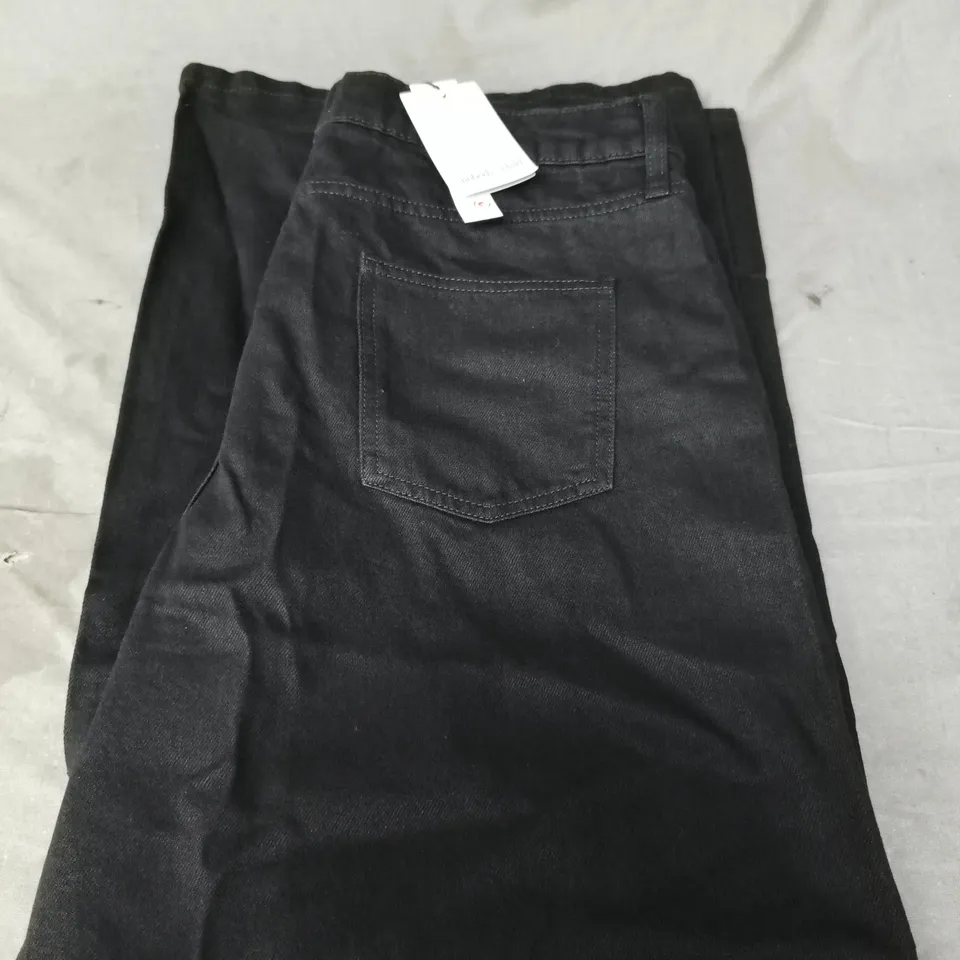 NOBODY'S CHILD BLACK CLASSIC WIDE-LEG JEANS, UK 16 