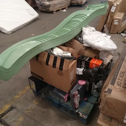PALLET OF ASSORTED INCOMPLETE OR DAMAGED HOUSEHOLD GOODS AND PRODUCTS TO INCLUDE; HOOVER, CARPET CLEANER, MINI FRIDGE ETC