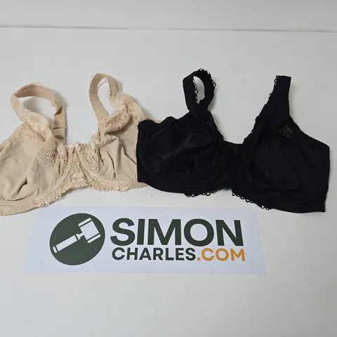 BONPRIX NUDE & BLACK LACE MINIMISER BRAS – SET OF 2, WOMEN'S LINGERIE 42E