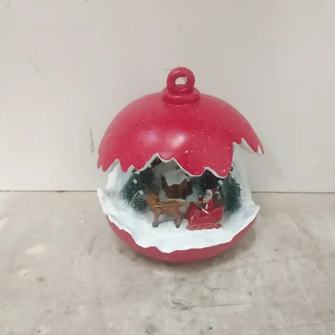 BOXED SANTA EXPRESS PRE LIT CHRISTMAS SCENE IN RESIN BUBBLE