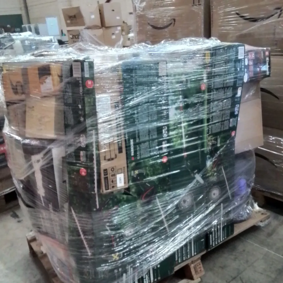 PALLET CONTAINING A LARGE QUANTITY OF POWER TOOLS TO INCLUDE;CORDLESS HEDGE TRIMMER,CORDLESS POLE PRUNER,ANGLE GRINDER,CIRCULAR SAW