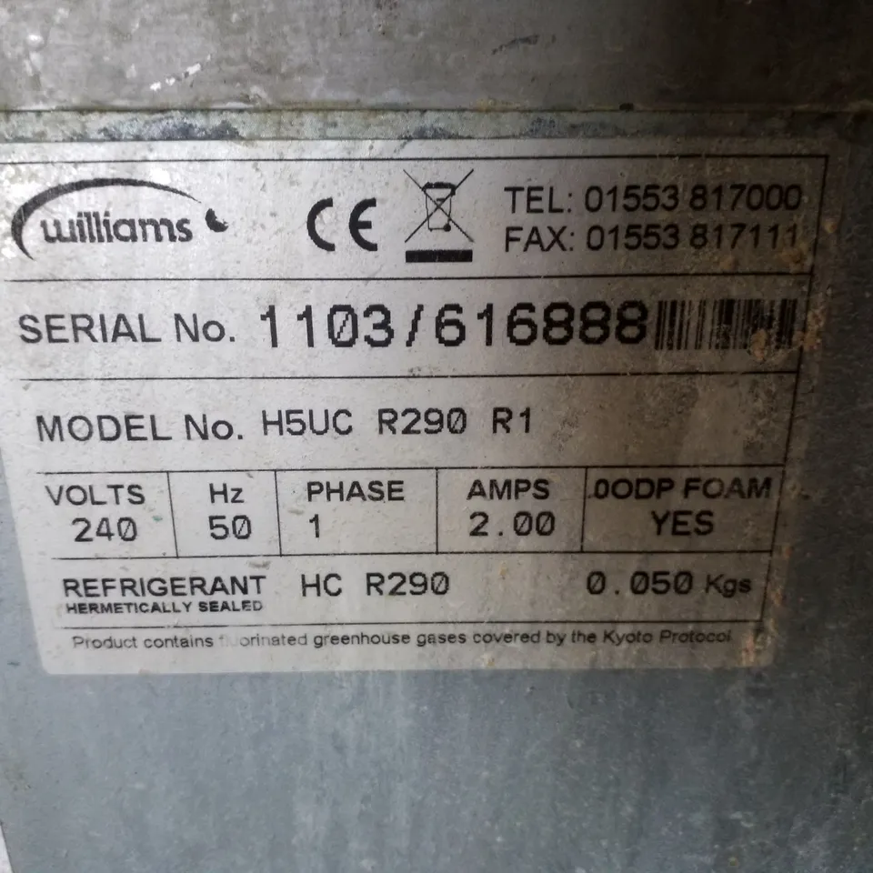 WILLIAMS H5UC R290 R1 UNDER COUNTER FRIDGE