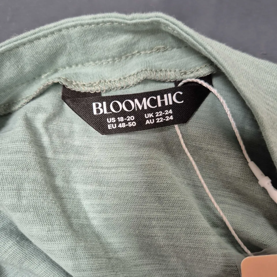BLOOM CHIC SAGE GREEN BUTTON-FRONT TUNIC SHIRT – UK 22-24