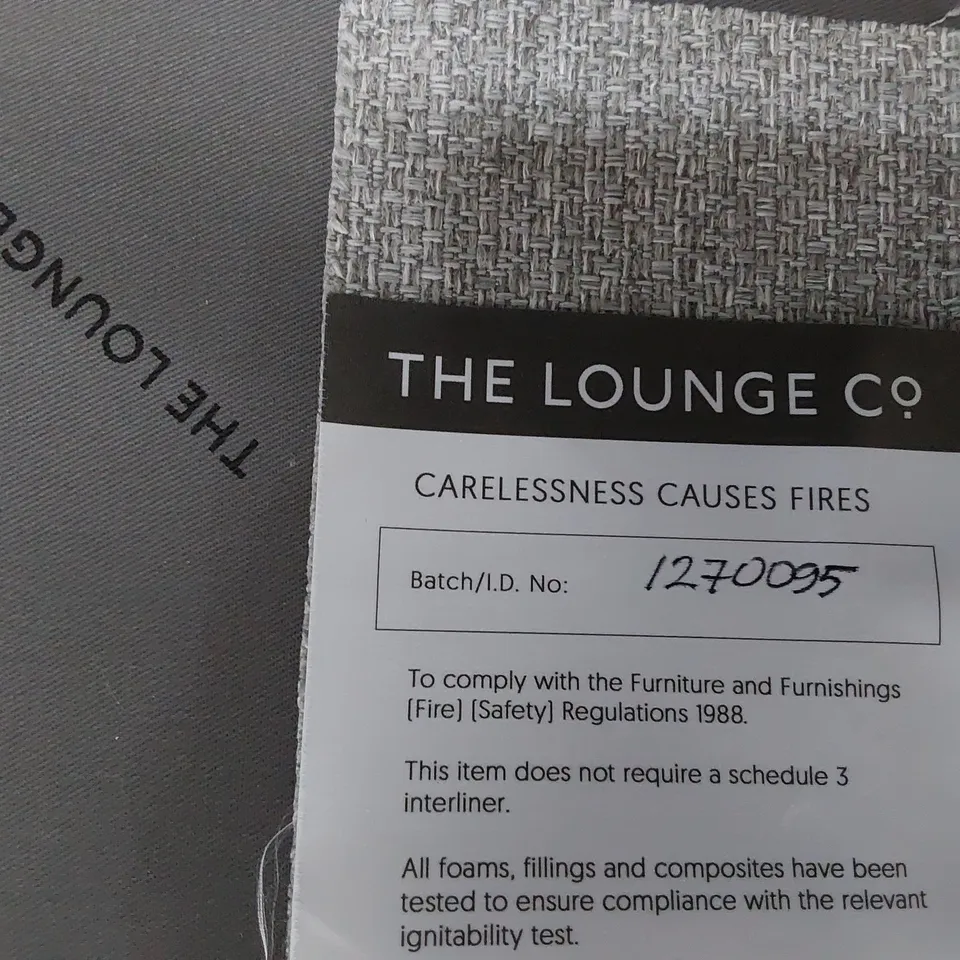 QUALITY BRITISH MADE LOUNGE Co THREE SEATER SOFA WITH BOLSTER CUSHIONS GREY FABRIC 