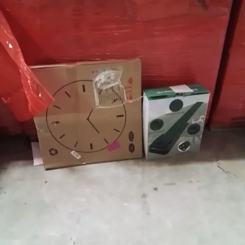 PALLET OF ASSORTED HOUSEHOLD GOODS AND PRODUCTS TO INCLUDE;GOLF TRAINING GAME,WALL CLOCK 