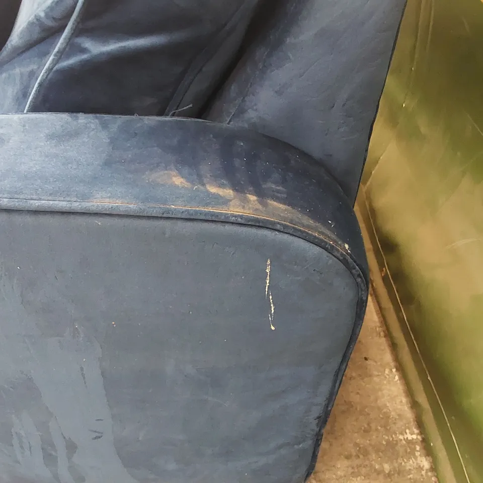 QUALITY DESIGNER BLUE VELVET SOFA BED