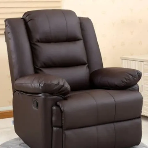 BOXED LOXLEY MANUAL FAUX LEATHER RECLINER CHAIR - BROWN (1 BOX)