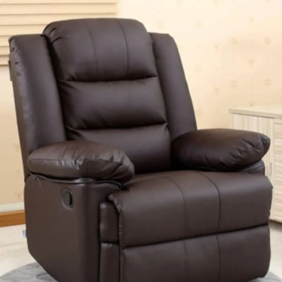 BOXED LOXLEY MANUAL FAUX LEATHER RECLINER CHAIR - BROWN (1 BOX)