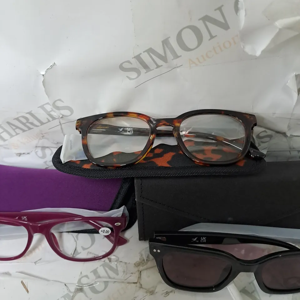 1 PAIR OF SUNGLASSES AND 2 PAIRS OF GLASSES