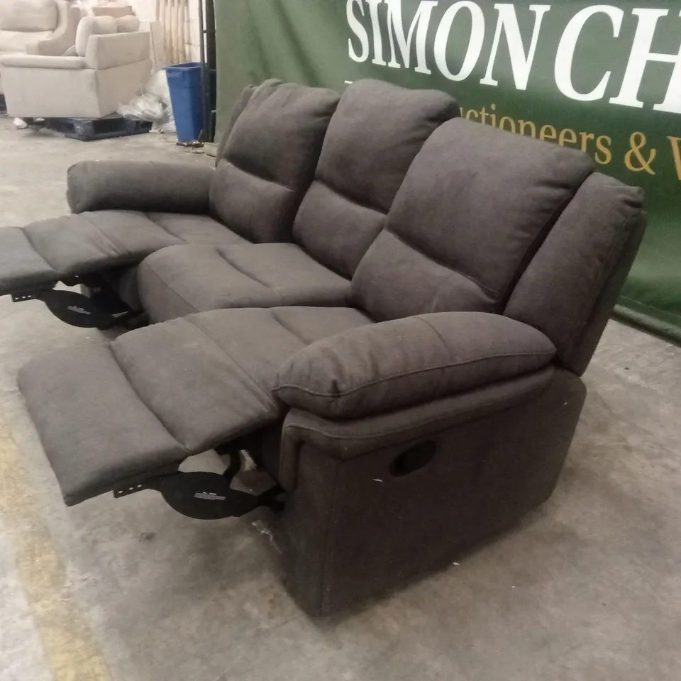 ALBION CHENILLE 3 SEATER HIGH BACK MANUAL RECLINER SOFA - CHARCOAL RRP £679