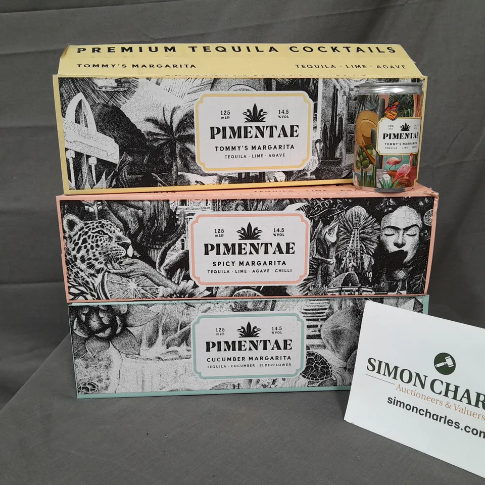 LOT OF 3 12-PACKS OF PIMENTAE 125ML CANS OF FLAVOURED TEQUILA