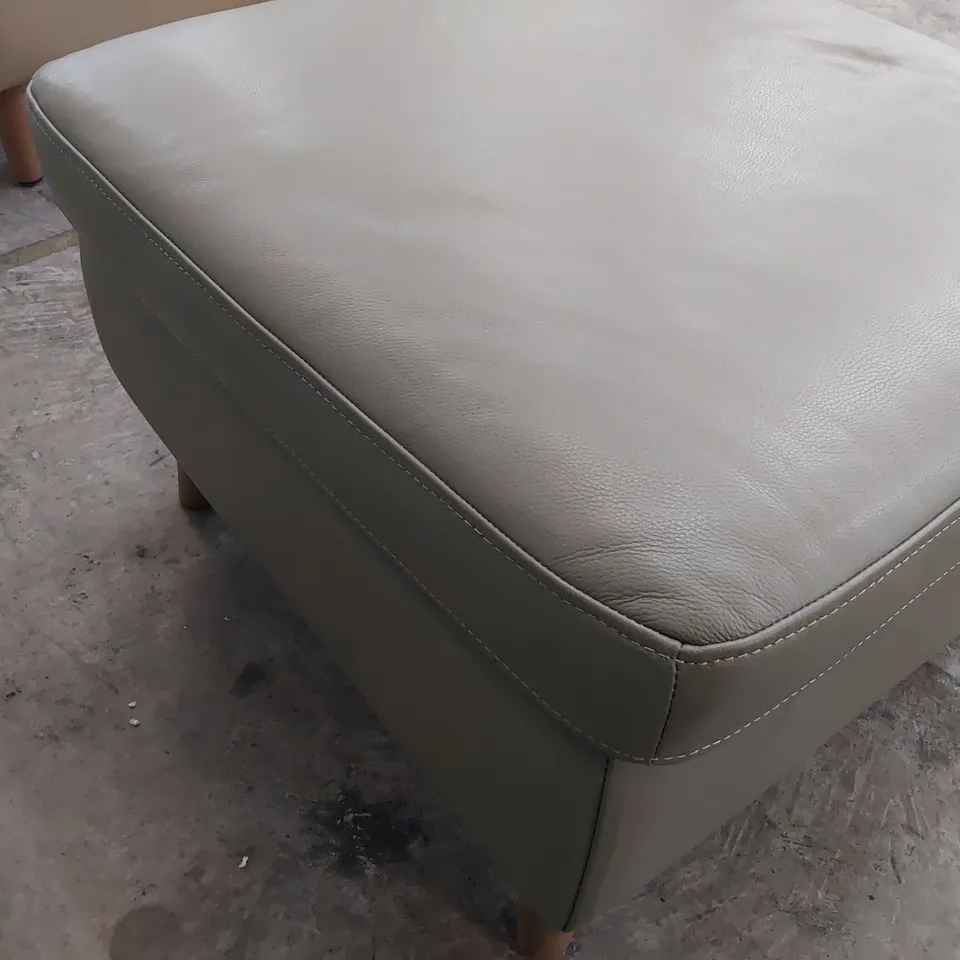 DESIGNER STORAGE FOOTSTOOL GREY LEATHER 