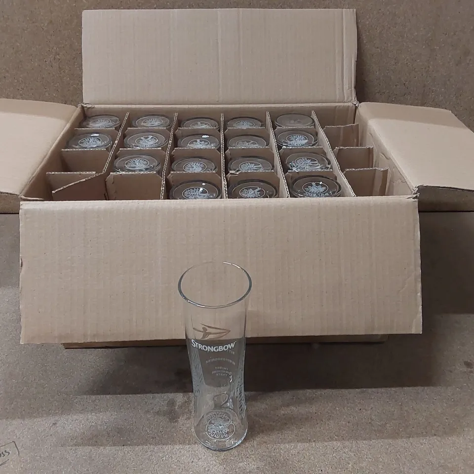 BOX OF APPROXIMATELY 18x STRONGBOW PINT GLASSES