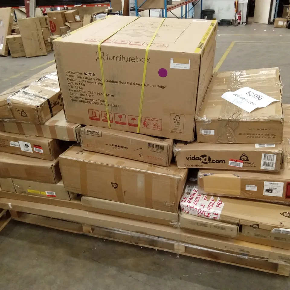PALLET OF ASSORTED FLATPACK FURNITURE AND FLATPACK FURNITURE PARTS AND PIECES 