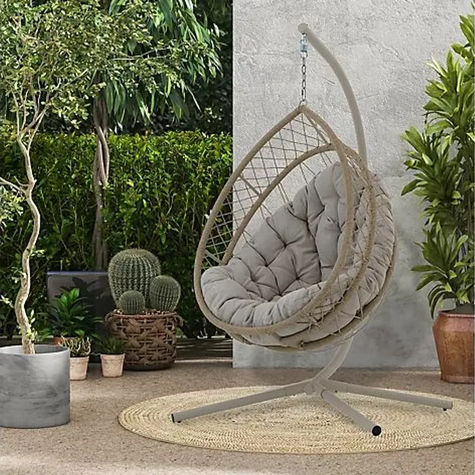 MY GARDEN STORIES OSLO COLLAPSIBLE COCOON EGG CHAIR - NATURAL 