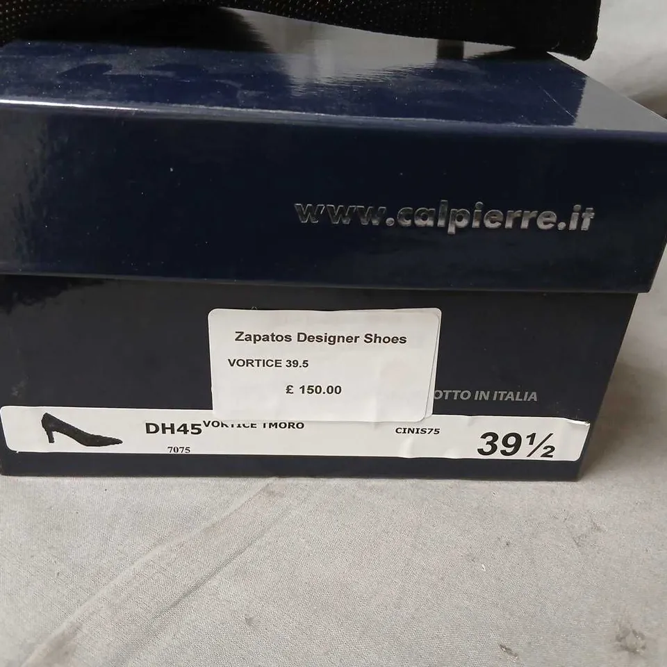 CALPIERRE DESIGNER SHOES – VORTICE PUMPS, BLACK GLITTER, UK 6.5 (EU 39.5)