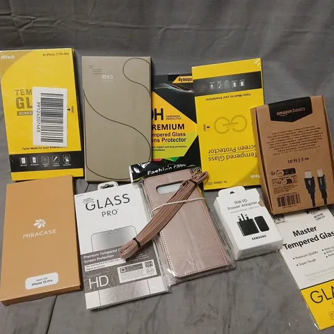 APPROXIMATELY 15 ASSORTED MOBILE PHONE ACCESSORIES TO INCLUDE CASES, SCREEN PROTECTORS AND CHARGERS