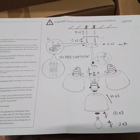 BOXED 3-LIGHT SHADED CHANDELIER 