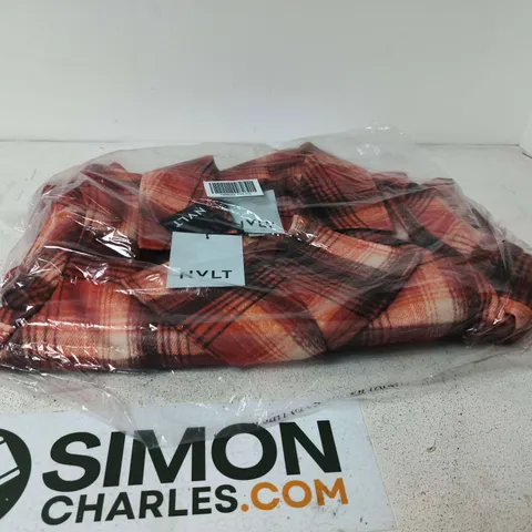NVLT PLAID COAT  – ORANGE , UK L (L/G)