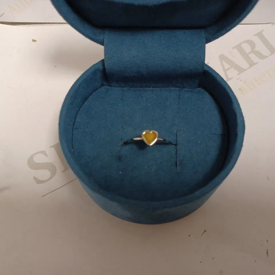 ABBOTT LYON SILVER EFFECT LOOP RING WITH YELLOW HEART DETAIL