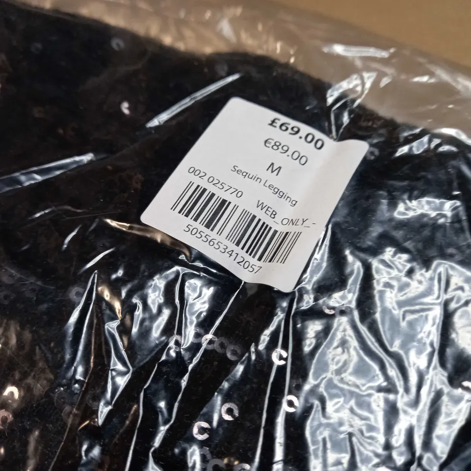 PACKAGED MINT VELVET BLACK SEQUIN LEGGINGS - MEDIUM