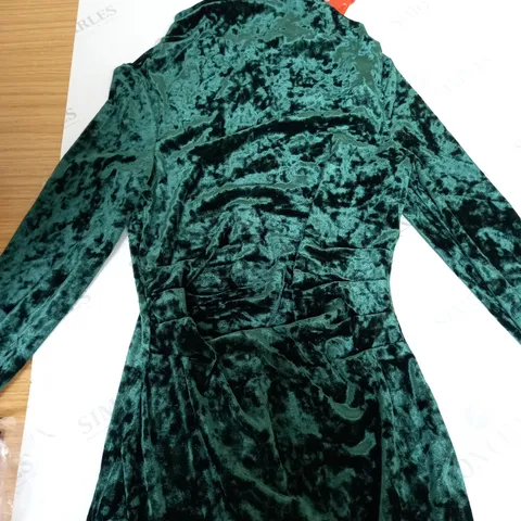 SUPERDRY VELVET LONG SLEEVE MINI DRESS IN DEEPEST GREEN UK SIZE SMALL