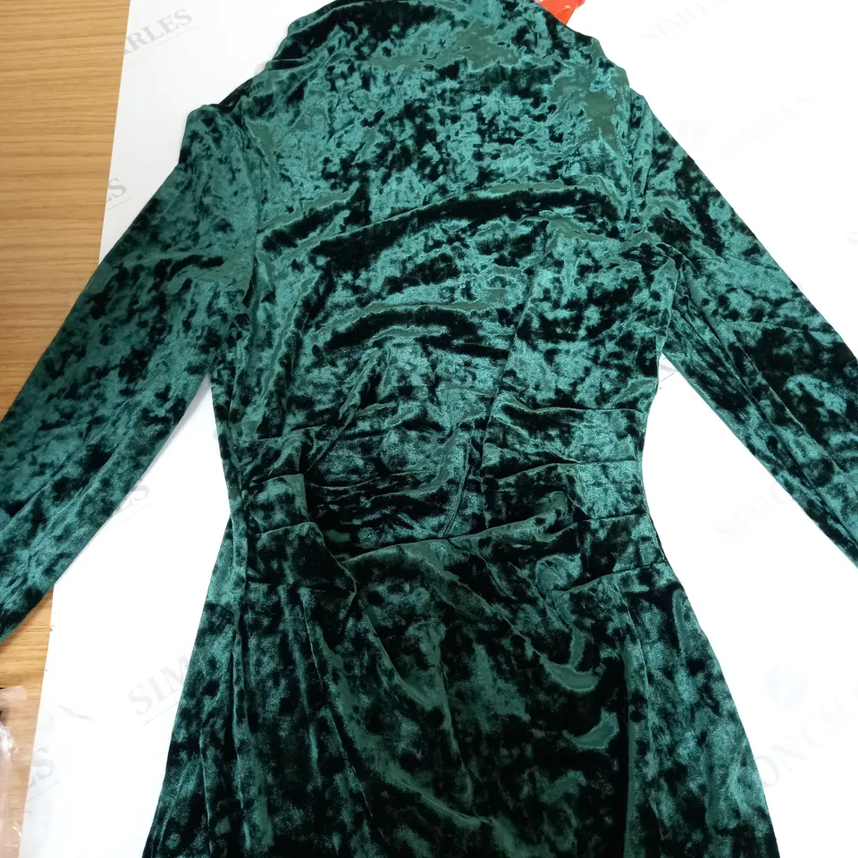 SUPERDRY VELVET LONG SLEEVE MINI DRESS IN DEEPEST GREEN UK SIZE SMALL