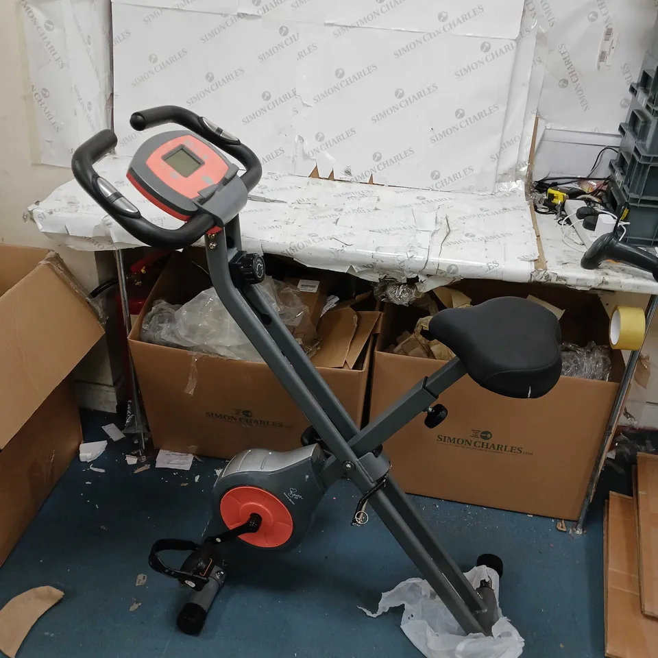BOXED DAVINA FITNESS FOLDING MAGNETIC EXERCISE BIKE - CORAL - COLLECTION ONLY