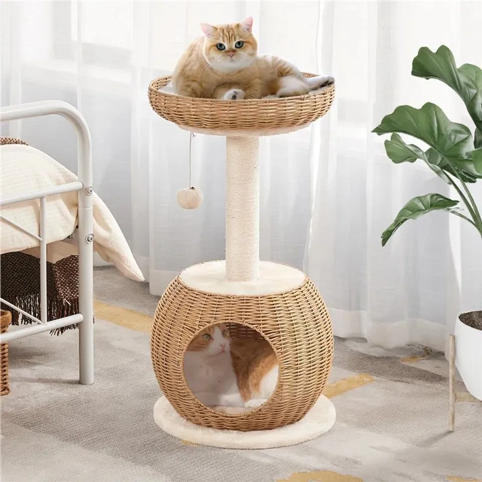 BOXED YAHEETECH 75cm H CAT TREE - BEIGE (1 BOX)