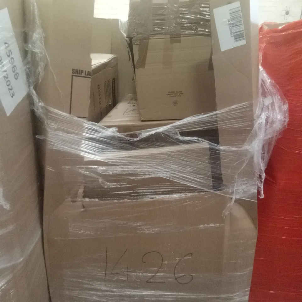 PALLET OF ASSORTED ITEMS INCLUDING ADIRONDACK HARDWOOD CHAIR, GETFIT ROUND CHAIR DOUBLE, WALENSEE WEED PICKER, ULTRA THICK SELF-INFLATING MATTRESS, BEAU JARDIN FOLDING WAGON, LYITA HOME DRAWER CABINET