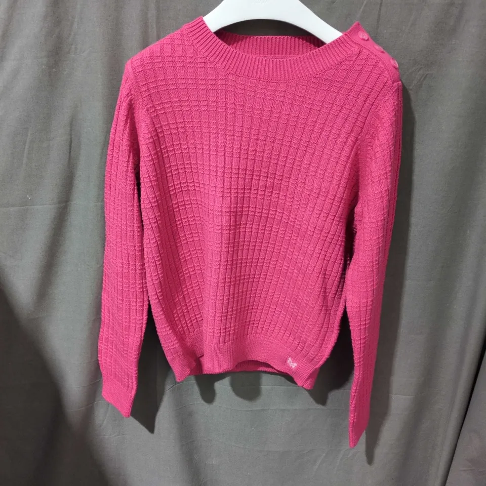 PINK WAFFLE-KNIT WOMEN'S JUMPER WITH SHOULDER BUTTON DETAIL SIZE 14