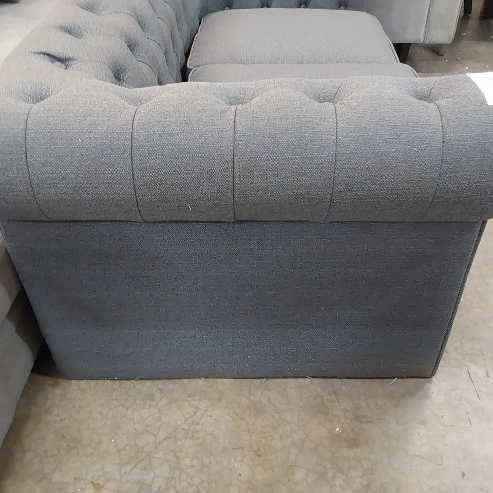 DESIGNER TWO SEATER CHESTERFIELD SOFA GREY FABRIC 