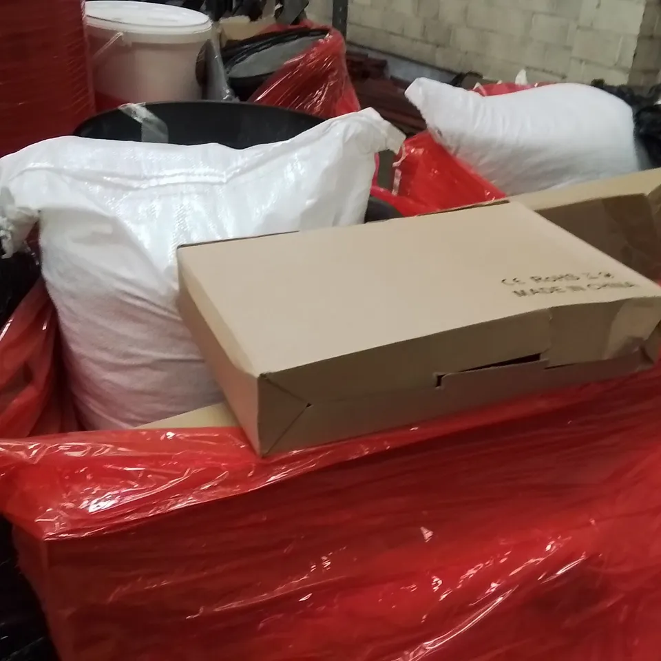 PALLET OF ASSORTED HOUSEHOLD GOODS AND PRODUCTS TO INCLUDE;LED CEILING PANEL,YOGA MAT,SPORT BANDS