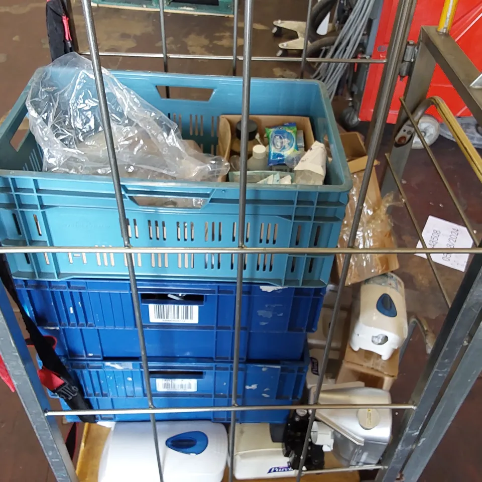 CAGE OF ASSORTED UNPROCESSED SANITARY PRODUCTS (CAGE NOT INCLUDED)