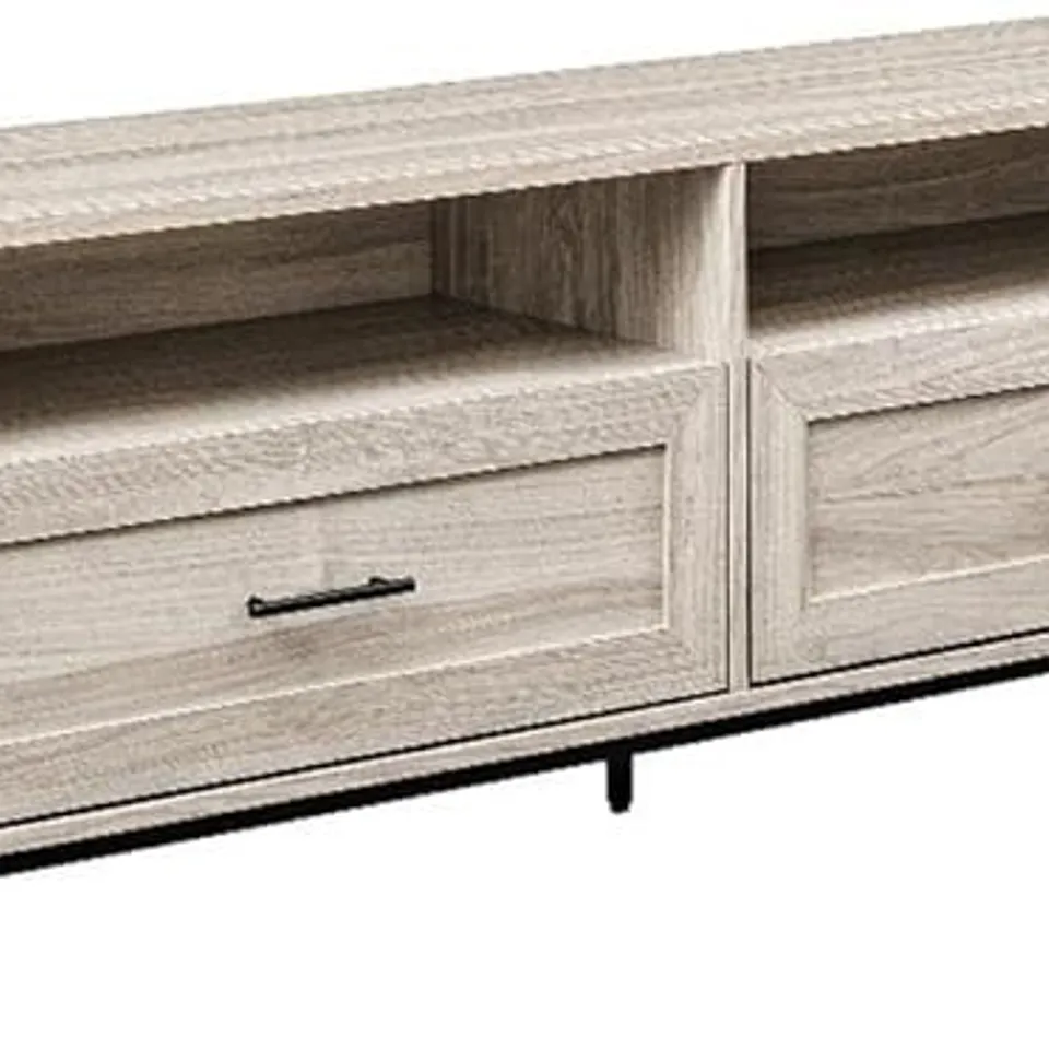 BRAND NEW BOXED WALKER EDISON CAMROSE WOODEN TV STAND WITH 2 DRAWERS IN BIRCH (1 BOX)