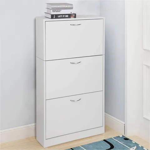 BOXED 18 PAIR FLIP DOWN SHOE STORAGE - WHITE (1 BOX)