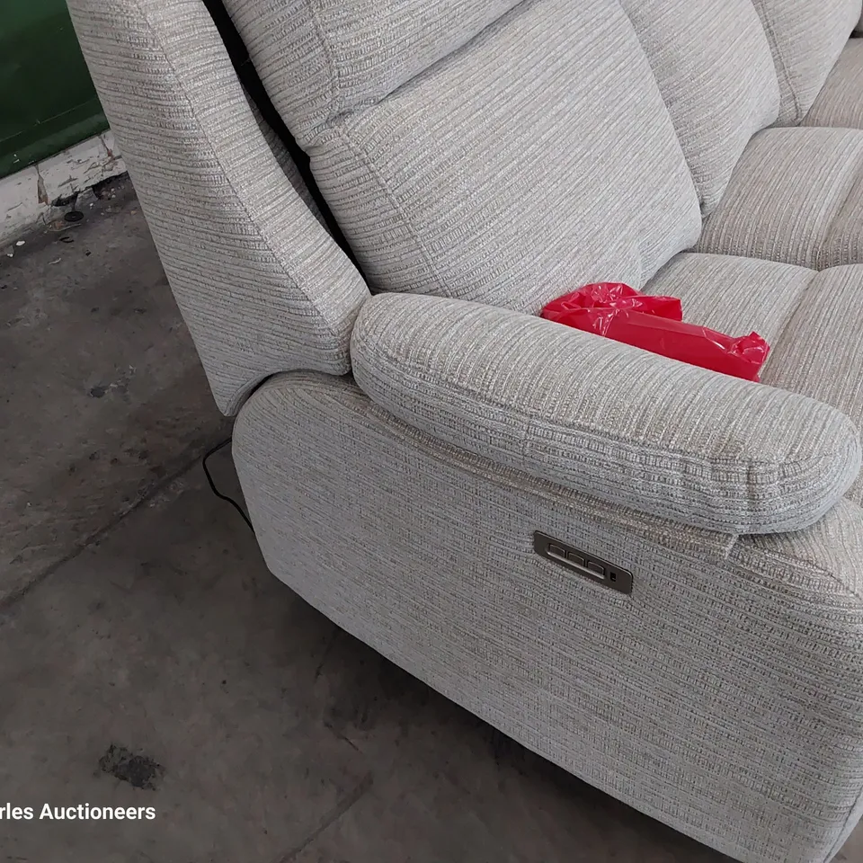 QUALITY BRITISH DESIGNER G PLAN KINGSBURY POWER RECLINING THREE SEATER SOFA VICTORIA JUTE FABRIC 