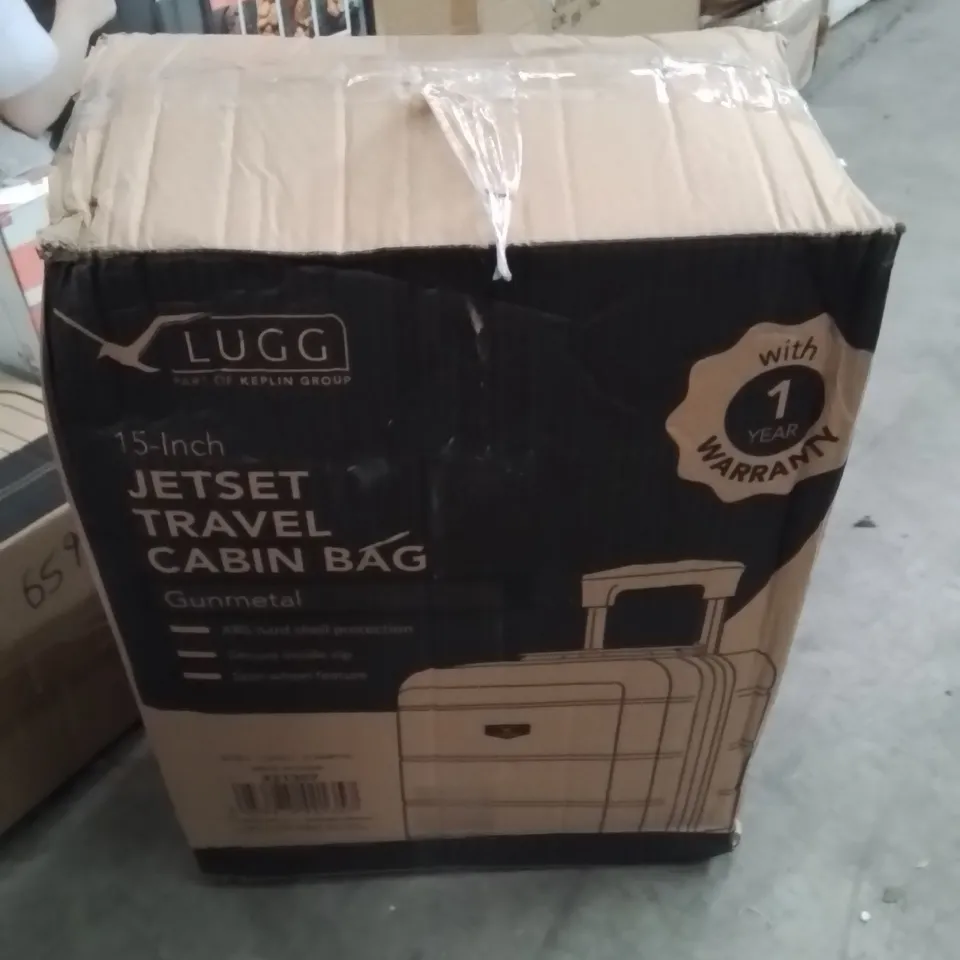 BOXED LUGG 15INCH JETSET TRAVEL CABIN BAG GUNMETAL 