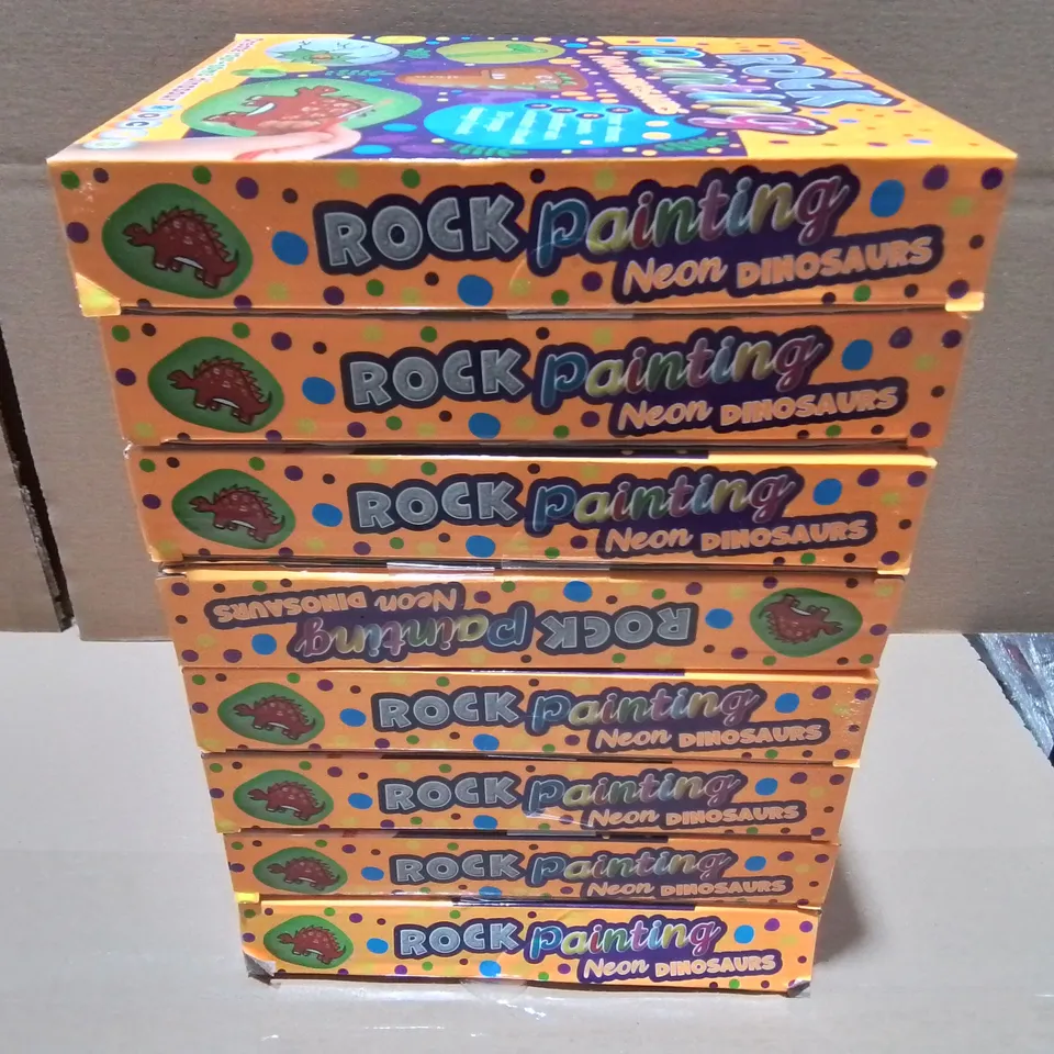 LOT OF 8 BRAND NEW ROCK PAINTING NEON DINOSAUR CRAFT SETS