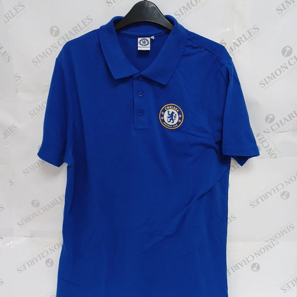 CHELSEA FC BLUE LOGO POLO SHIRT- LARGE