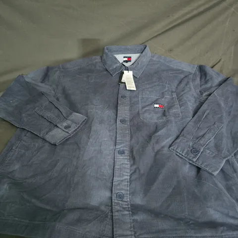 TOMMY HILFIGER CORD OVERSHIRT β NAVY CORD, CHEST LOGO PATCH, UK SIZE XXL