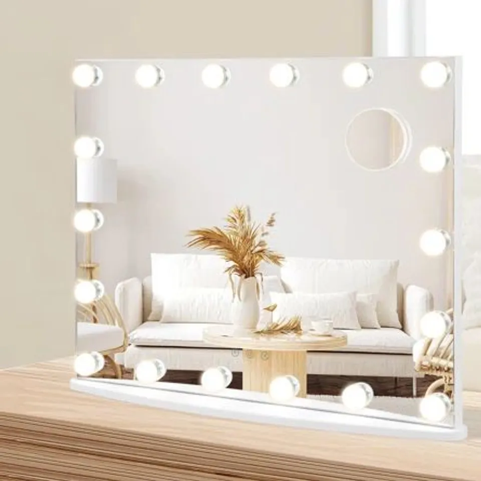 BOXED WALL-MOUNTED LARGE VANITY MIRROR WITH MAGNIFYING MIRROR 