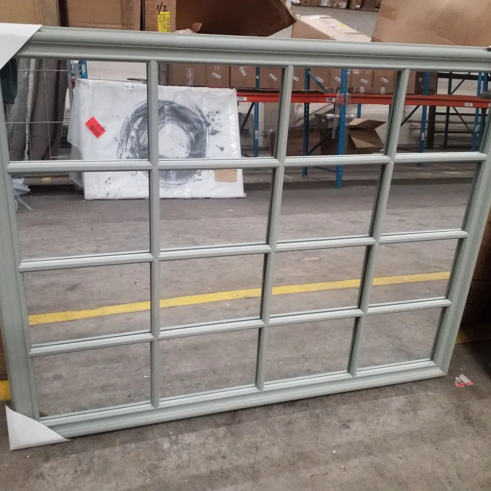 BOXED HOMEDIRECT365 LARGE ANTIQUE FRENCH GREY RECTANGULAR WINDOW MIRROR 100×130×3.5CM - GREY 