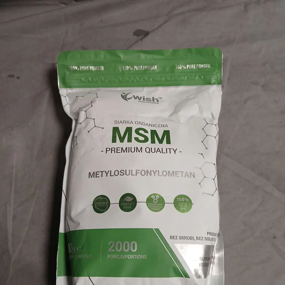 WISH MSM ORGANIC SULFUR SUPPLEMENT – 2000 SERVINGS, 500 MG PER SERVING (METHYLSULFONYLMETHANE)