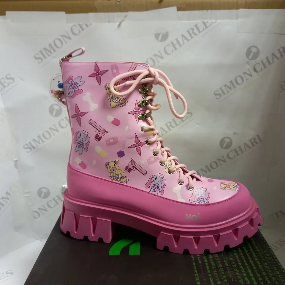 KOI VEGAN CHIMERA PRINTED PINK BOOTS - SIZE 7